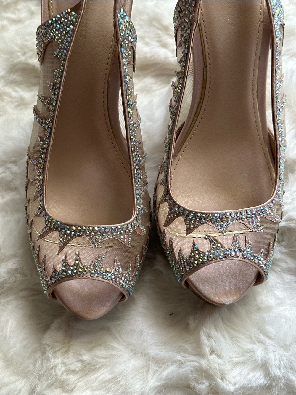 Lady Couture Ballroom Crystal Embellished Slingback Peep-Toe Heels - Women’s - Picture 2 of 7